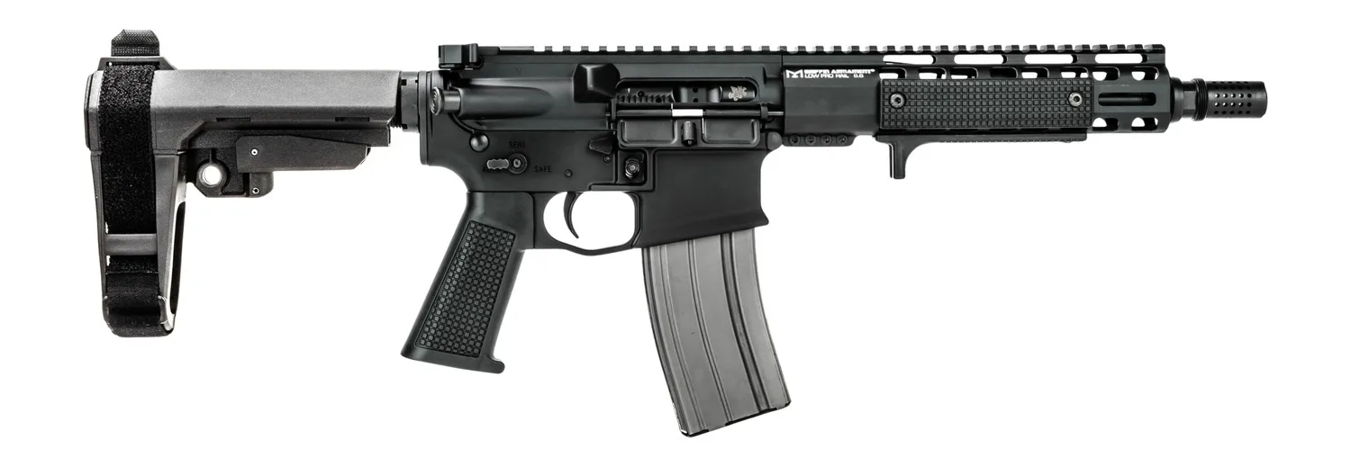 Griffin Armament MK2PSD30095P-W MK2 PSD 300 Blackout 9.50" Threaded Barrel, Black Anodized Aluminum Receiver w/Picatinny Rail, M-LOK Handguard, Black Polymer SBA3 Brace, Black A3 Grip, Ambidextrous