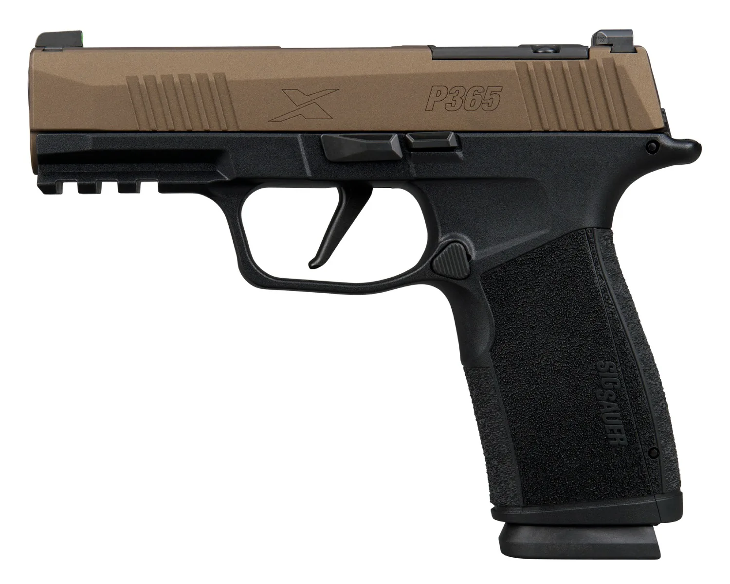 Sig Sauer 365XCA9FBZXR3 P365 XMacro Compact 9mm Luger 17+1 3.70"  Bronze Cerakote w/Freedom Engraving Stainless Steel Optic Ready/Serrated Slide, Black Stainless Steel Frame w/Beavertail & Picatinny R