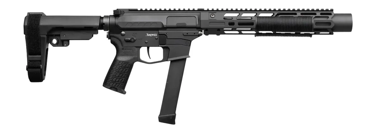 CMMG 99A6832-AB Zeroed Banshee MkGs 9mm Luger 33+1 6.50" Black Nitride Threaded Barrel, Black Armor Cerakote Aluminum Receiver w/Picatinny Rail, M-LOK Handguard, Black Polymer CMMG RipBrace, CMMG Zero