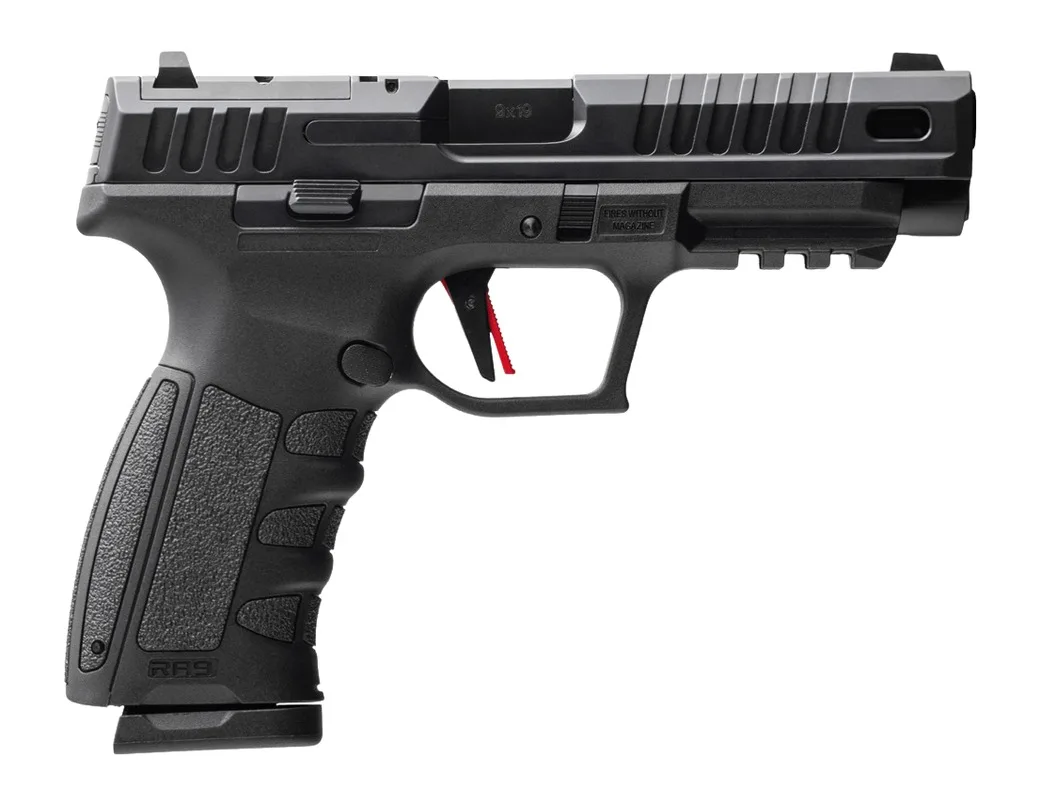 MAC 15000602 RA-9 Defense S 9mm Luger 17+1 4.75" QPQ Tenifer Cerakote Steel Lightening Cut/Optic Ready Slide, Tenifer QPQ Polymer Frame w/Picatinny Rail, Polymer Grip, RMR Footprint, Ambidextrous