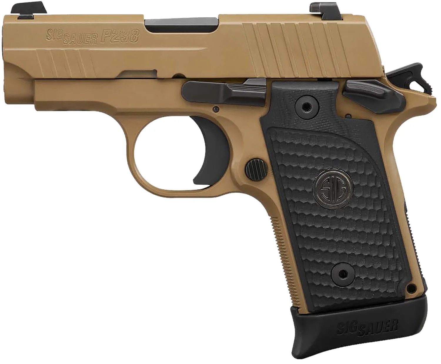Sig Sauer 238380ESCPN P238 Micro-Compact Emperor Scorpion 380 ACP 2.70" 6+1 & 7+1 Flat Dark Earth Hardcoat Anodized Flat Dark Earth Nitron Stainless Steel Black Hogue G10 Piranha Grip