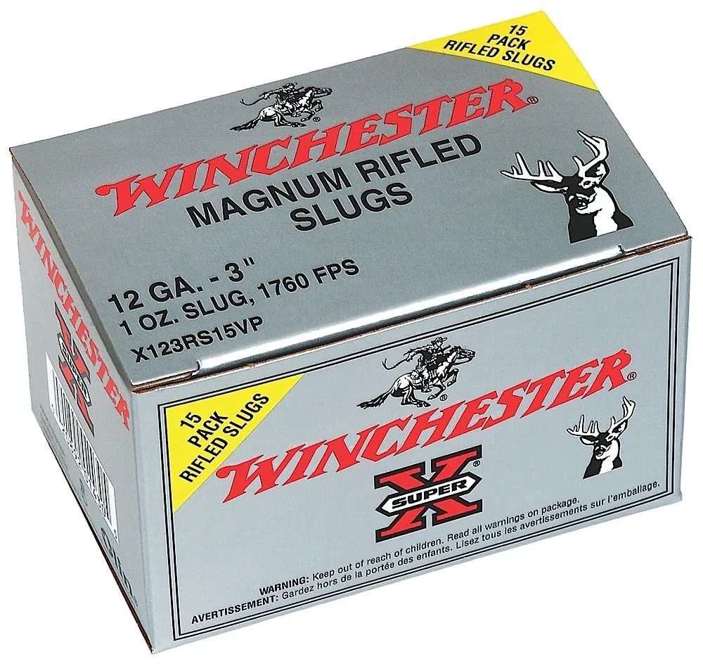 Winchester Ammo X123RS15VP Super X  12Gauge 3" 1oz Rifled Slug Shot 15 Per Box/10 Case