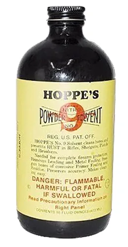 Hoppe's 916 No. 9 Bore Cleaner Removes Carbon Powder & Lead Fouling Child Proof Cap 1 Pint (16 oz.) Bottle 10 Per Pack