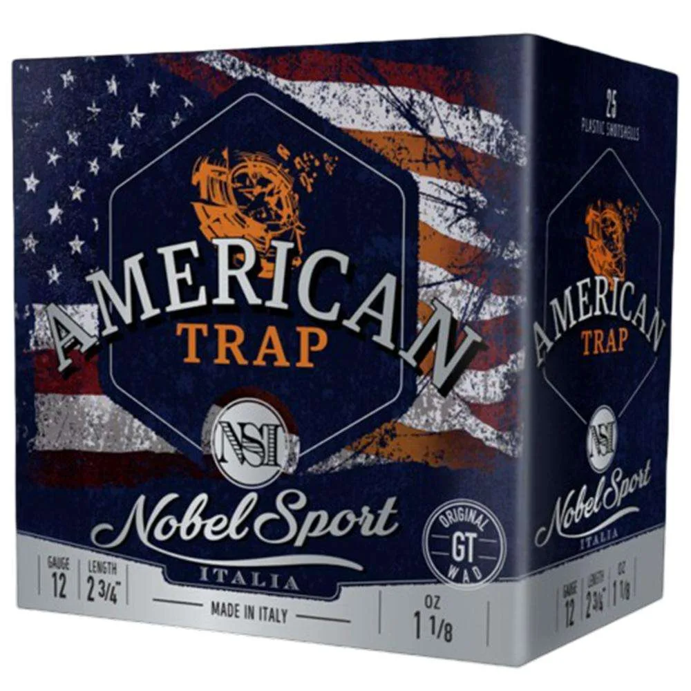 Nobel NSI American Trap Shotshell 12 ga 2-3/4" 1-1/8 oz 1145 fps #8 25/ct