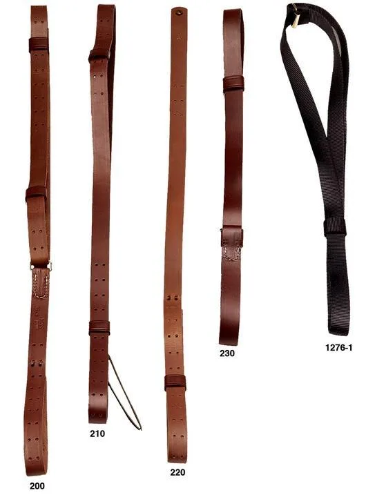 Hunter Rifle Military Leather Sling with Solid Brass Hardware