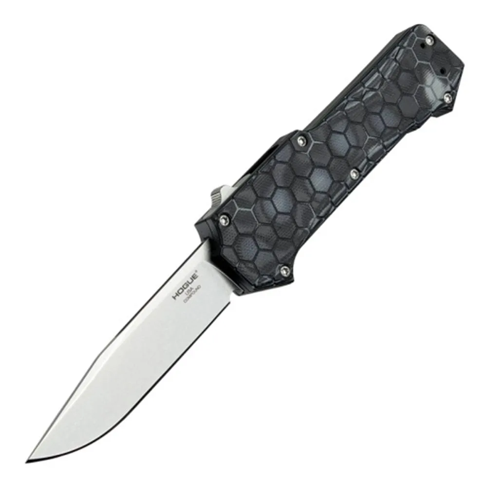Hogue Compound OTF Automatic Knife 3-1/2" Clip Point Blade G-Mascus Black
