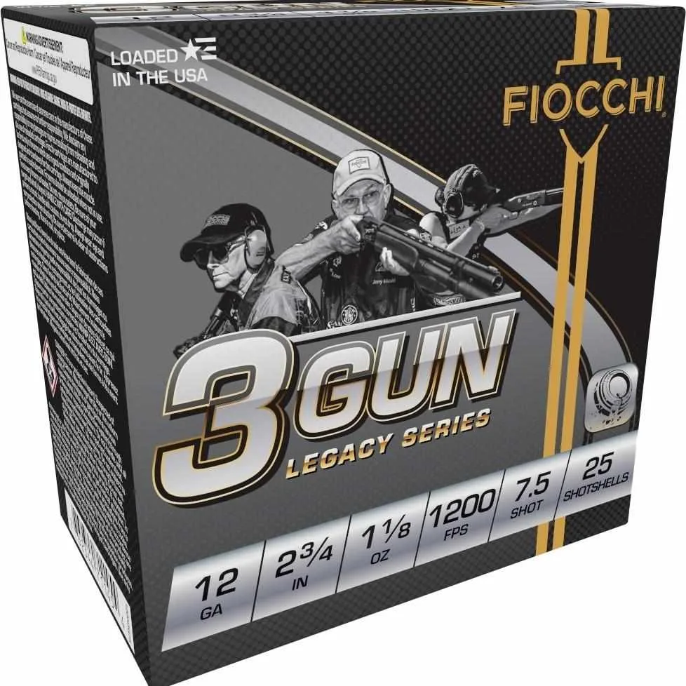 Fiocchi 3 Gun Match Shotshells 12ga 2-3/4" 1-1/8oz 1200 fps #7.5 25/ct