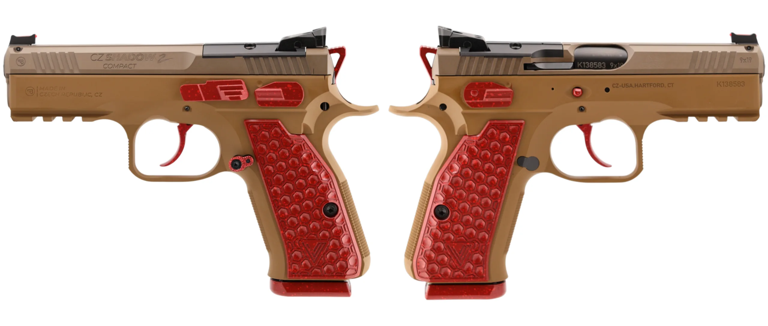 CZ SHADOW II COMPACT STRAWBERRY JAM 9MM PISTOL 4" 2-15RD MAGS