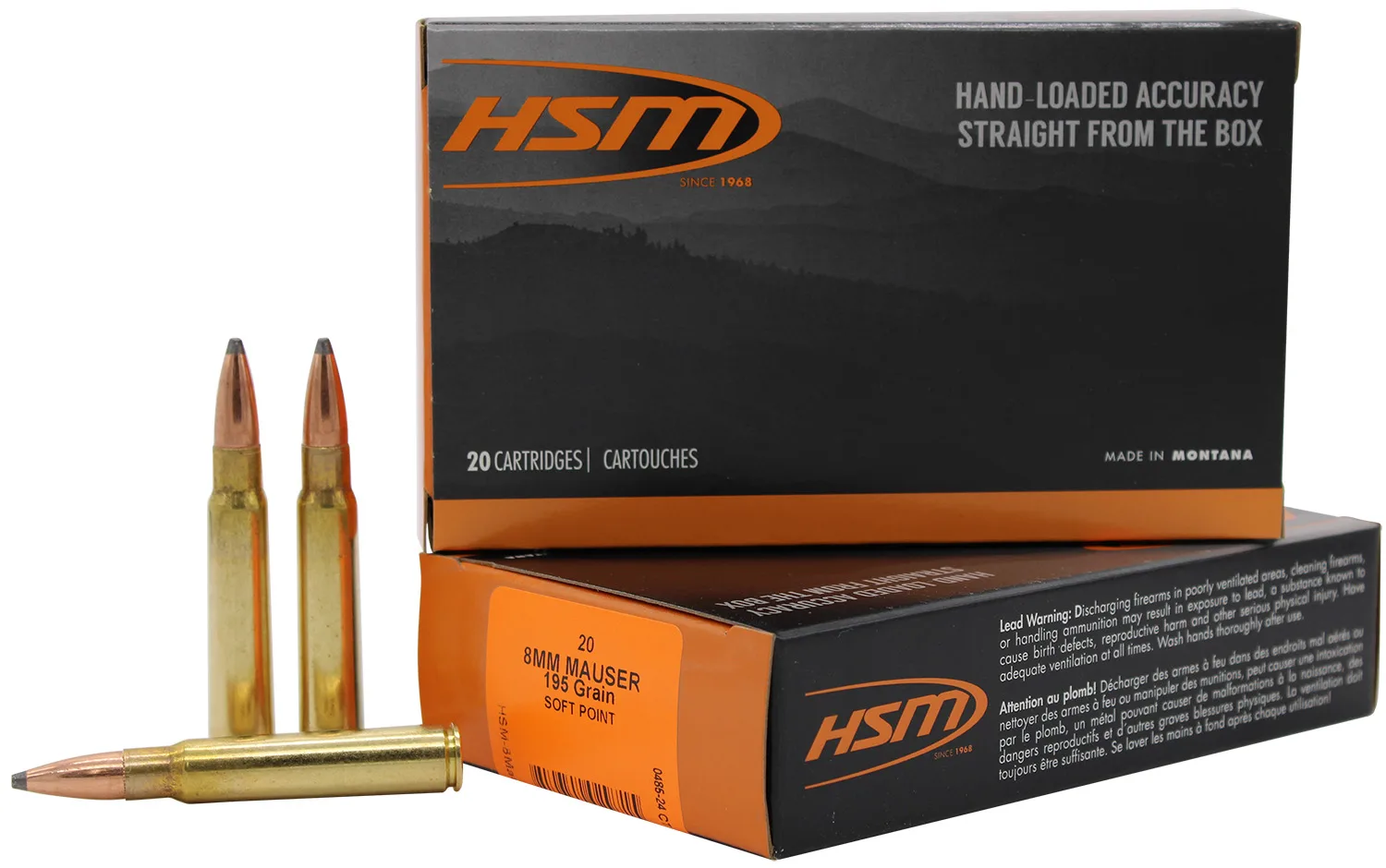 HSM 8MAUSER5N 8mmMauser 195gr Soft Point 20 Per Box/20 Case