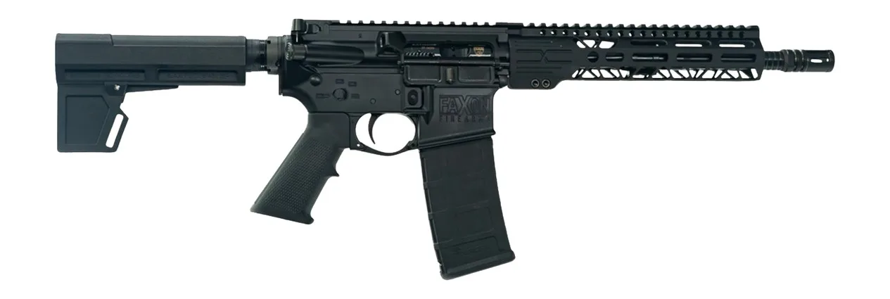 Faxon Firearms FXSPT3B105GA9 Sport 300 Blackout 30+1 10.50" Salt Bath Nitride Threaded Barrel, Aluminum Receiver w/Picatinny Rail, M-LOK Handguard, Black Polymer KAK Shockwave Pistol Brace, A2 Style