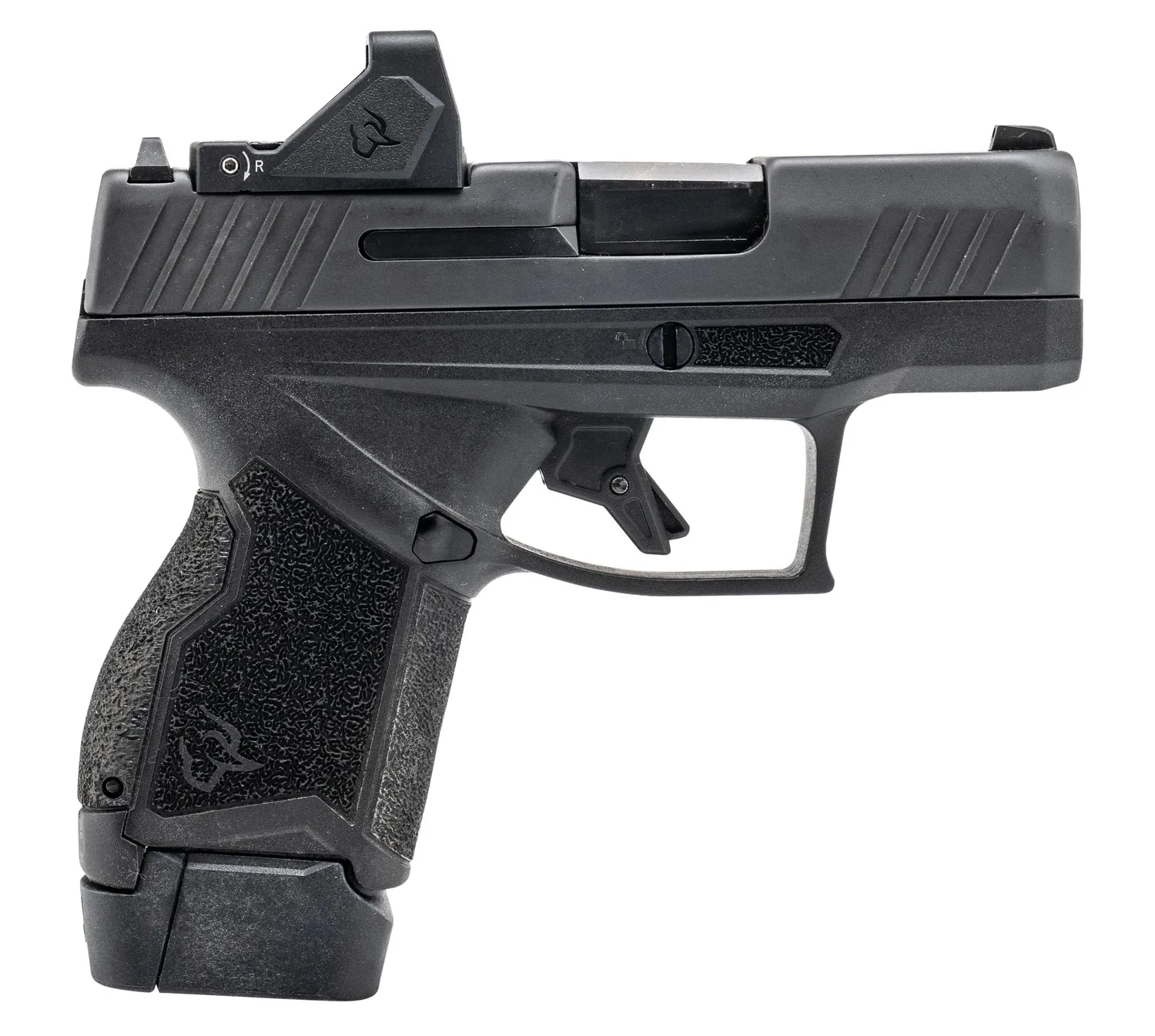 Taurus 1-GX4MP931-10RD GX4 w/Optic Micro-Compact 9mm Luger 10+1 3.06" Satin Black DLC Barrel, Black Gas Nitride Alloy Steel Serrated w/Optic Slide, Black Stainless Steel Frame, Textured Grip, Viridian