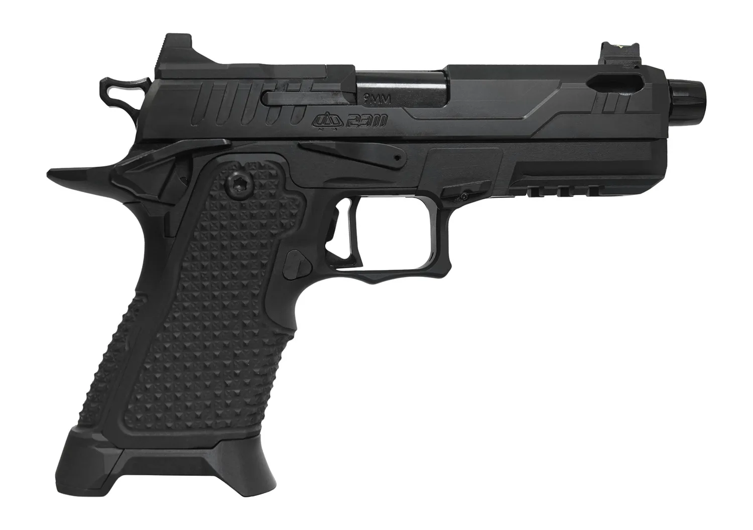 Oa Defense OA2311COMPACTPROELITET 2311 Pro Elite Compact 9mm Luger 17+1 4.25" Black DLC Threaded Barrel, Black Steel Optic Ready/Serrated Slide, Black Aluminum Frame w/Picatinny Rail, Black Aluminum G