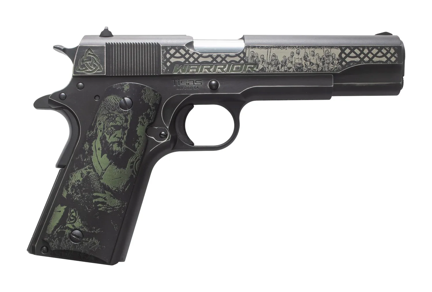 Tisas Arms Customs 10100518AA7 1911 A1 Service Warrior ports South Exclusive 45 ACP 7+1 5" Carbon Steel Serrated Slide & Frame w/Beavertail