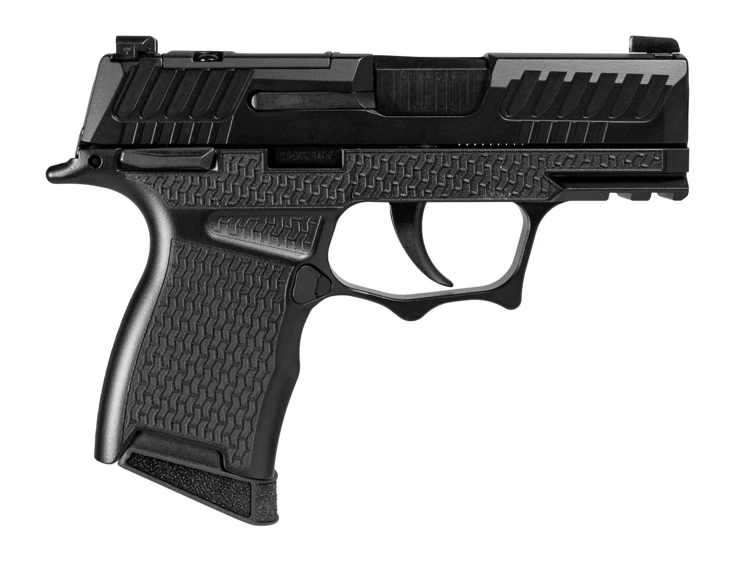 Shark Coast Tactical SCC05844CALI1 P365 Compact Frame 9mm Luger 10+1 3.10" Black Barrel, Black Cerakote Stainless Steel Serrated Slide, Black Stainless Steel Frame w/Picatinny Rail