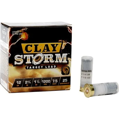 CLAY STORM 12 GAUGE 2-3/4'' 1OZ #7.5 SHOT 1200 FPS 25/BOX