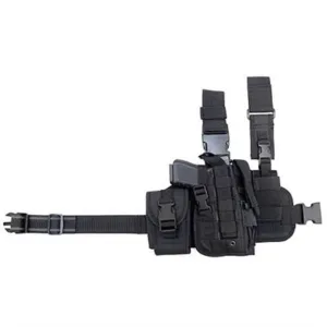TACTICAL DROP LEG HOLSTER W/MAG POUCH BLACK