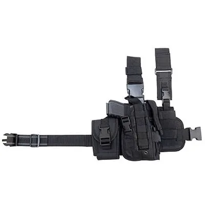 TACTICAL DROP LEG HOLSTER W/MAG POUCH BLACK