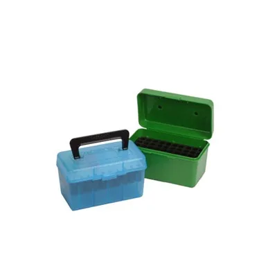 HANDLE CARRY RIFLE AMMO BOX 22-250 REM-308 WIN 50 RD BLUE